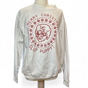 Festive White Graphic Sweatshirt